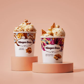 Two pints of Häagen Dazs ice cream